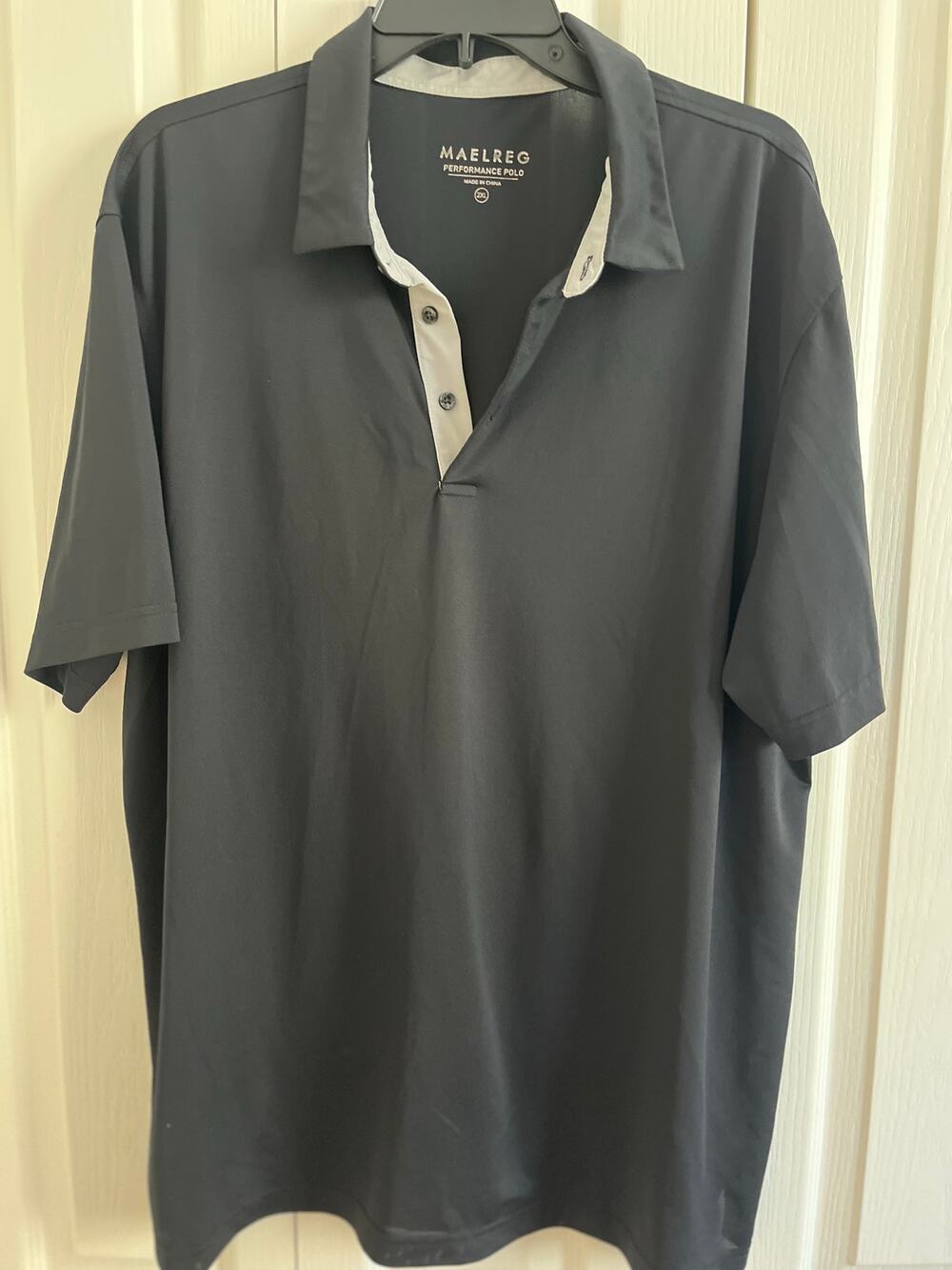 MAELREG Men’s Performance Polo Shirt Black Short Sleeve Golf 2XL